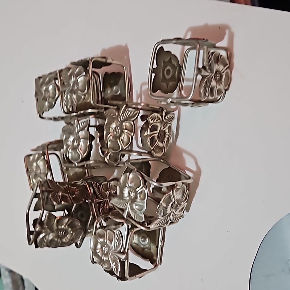 Vtg silver Napkin rings set of 10